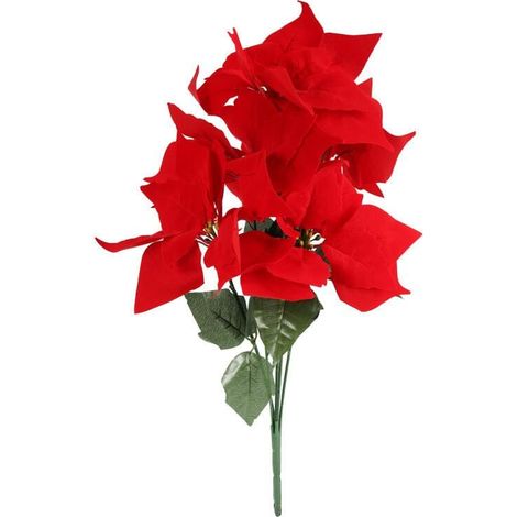 Bouquet di 6 stelle di Natale in velluto, 52 cm, rosse (1/3)