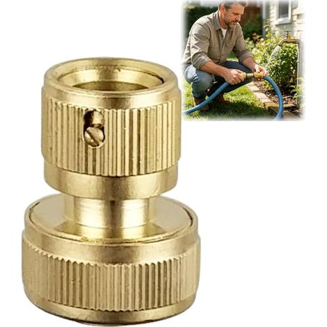 Raccord Tuyau d'Arrosage 19mm Laiton, Embout Tuyau Arrosage 19mm, Raccord Rapide Tuyau Arrosage Laiton Solide, Robustesse et Durabilité, Embout de Tuyau d'Arrosage pour Jardin et Maison (1/5)