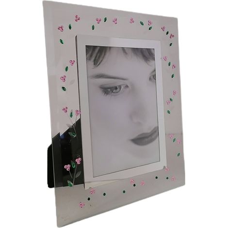 Porta foto da tavolo album cornice rosa ritratti 10x15 vetro fiori moderno vintage bellissimo e particolare (1/5)