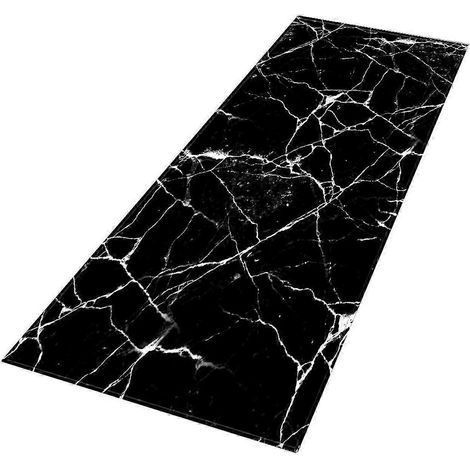 Rutschfeste Marmor-Fußmatte, dekorative Bodenmatte für Küche und Eingangsbereich-Black White (1/5)