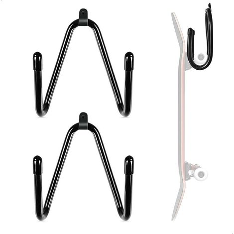 1 Paires Support Skateboard Mural, Porte Ski étagère Murale Snowboards Display Rack, Skis Voiture, Crochets Rangement, Planches Comme Skateboards (1/5)
