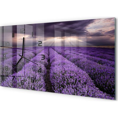 Horloge Murale Maison 60x30 cm Design Panoramique Salon Cuisine Bureau Champ de lavande (1/5)