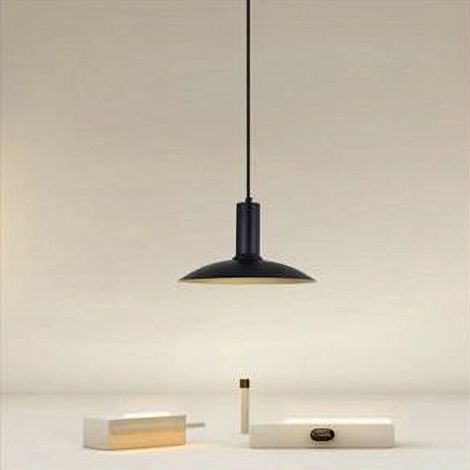 TrAdE Shop Traesio - Lampadario A Sospensione Moderno Con Paralume Semisfera In Ferro Nero Oro E27 33795 - (1/3)