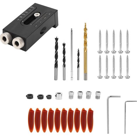 Kit de gabarit pour trous de poche, gabarit de perçage oblique, guide double pour le travail du bois, outil d'angle d'assemblage, menuiserie (1/5)