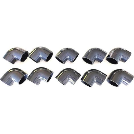 Lot de 10 coudes 90° 50 mm en PVC haute pression pour piscine et arrosage, 5 cm 50 mm