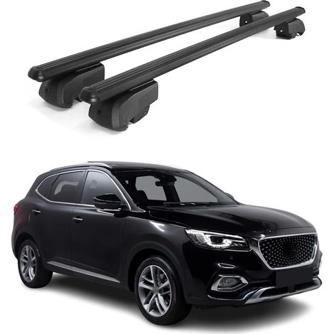 OMAC Aluminium Dachträger Querträger für MG HS I 2018-2024 – City Crash – ISO/PAS 11154:2006 – Abschließbar – Max. 75 kg – 2 Stangen Schwarz (1/5)