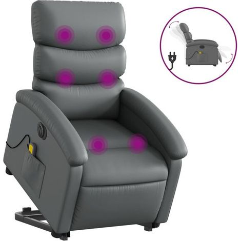 Fauteuil inclinable de massage électrique en similicuir gris (1/5)