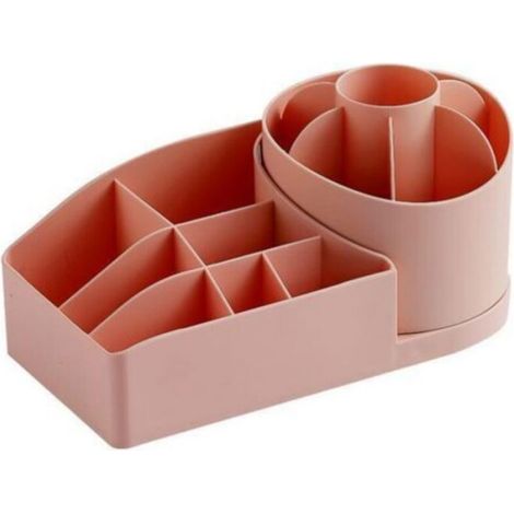 Boîte De Rangement Rotative - 23 5 X 12 X 12 Cm - Pour Maquillage Et Bureau - Ivoire - 1 Pièce (1/5)