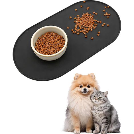 Non-Slip Bowl Mat for Dogs and Cats 45 x 25 cm Black (1/5)