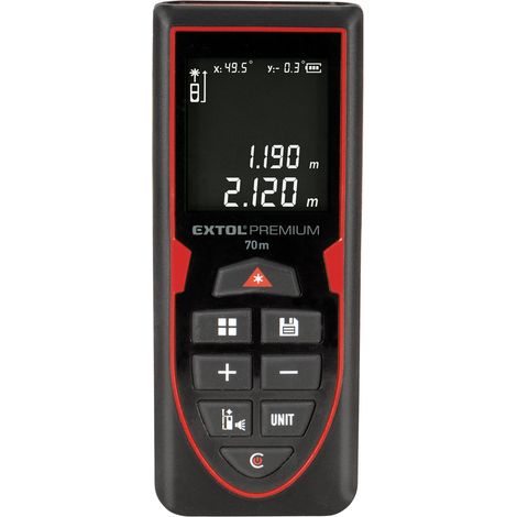 Télémètre laser 70 m vert avec batterie Li-ion EXTOL PREMIUM 8820047 (1/3)