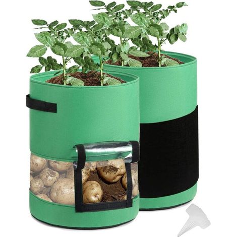 Lot de 2 pots de culture pour pommes de terre avec 4 repères pour plants de légumes, tomates, carottes, oignons (1/5)
