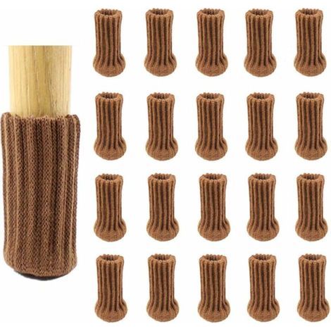 Lot de 24 chaussettes de chaise,Marron, double tricot épais pour pieds de chaise, pieds antidérapants, protègent le sol (1/5)
