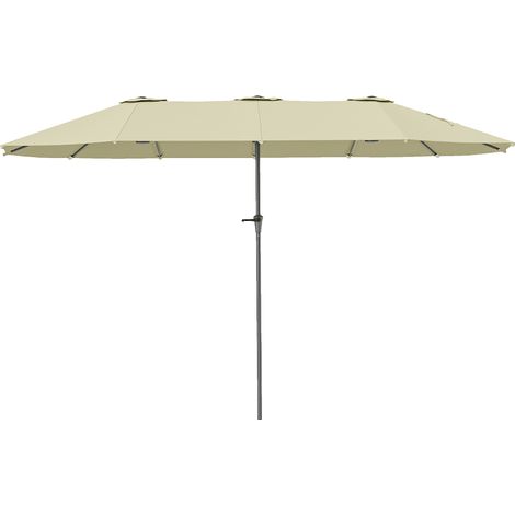 Sombrilla Double 4x2,2 m avec Manivelle Manuel Imperméable Protection UV30+ Crema