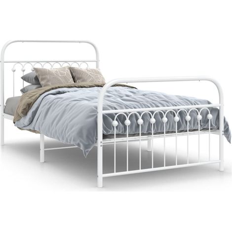 Maison Exclusive - Cadre de lit métal sans matelas et pied de lit blanc 100x190 cm (1/5)