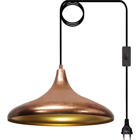 Champion Lampe Suspendue Simple Cuivre Enfichable - Lampe Suspendue Pour Salon, Cuisine, Bureau, Salon (1/5)