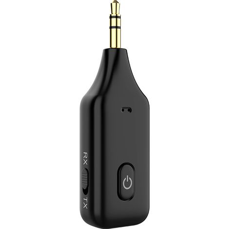 BEBUSINGOTO Adaptador Bluetooth para coche con conector auxiliar de 3,5 mm, receptor y transmisor Bluetooth V5.1 RX TX, kit manos libres para coche, transmisor Bluetooth para sistema estéreo, PC, TV, (1/5)