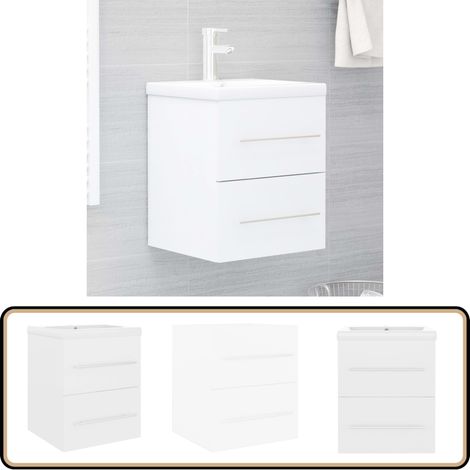 Waschbeckenunterschrank mit Einbaubecken Weiß Holzwerkstoff - Waschbeckenunterschrank - Holzwerkstoff Möbel - Badezimmermöbel - Spiegelschrank - Weißer Unterschrank