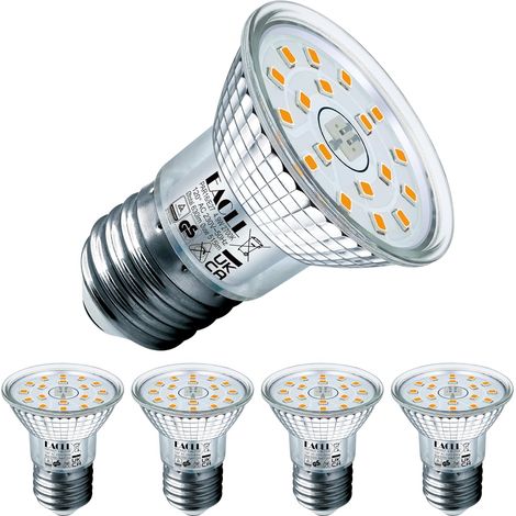 Ampoule LED E27 Blanc Chaud 4.9W Équivalent Incandescence Halogène 70W, Lot de 4. 515 Lumens 2700K Non Dimmable, Large Faisceau 120° Spot, Éclairag sans Scintillement, R50 Lampe à Réflecteur (1/5)