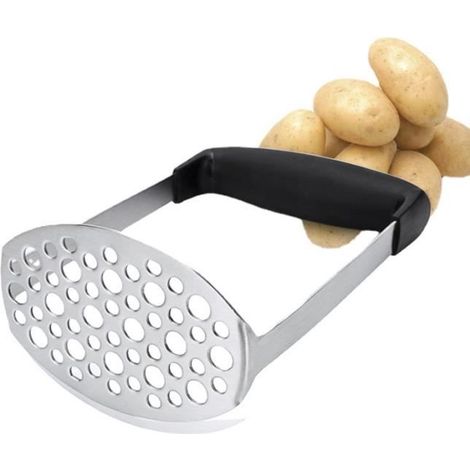 Presse-Purée - Acier Inoxydable - Noir - Ergonomique - Facile à Nettoyer - Durable (1/4)