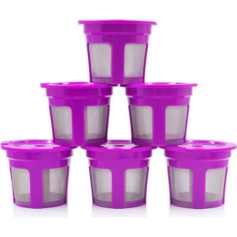 6pcs filtres café réutilisables – Compatible Keurig 1.0/2.0 (Éco & Économie) – pour maison et bureau – Violet (1/5)
