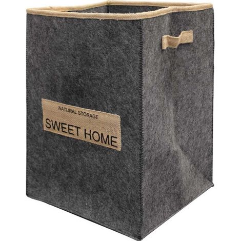 Panier à Linge en Feutrine "Sweet Line" 45cm Noir