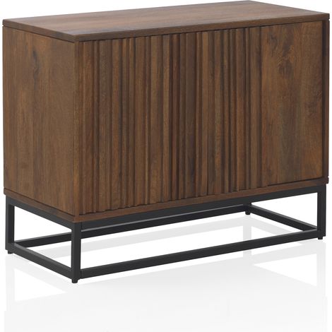 Kleines, zweiteiliges Sideboard, Massivholz-Mangolaminat, Metallgestell (1/5)