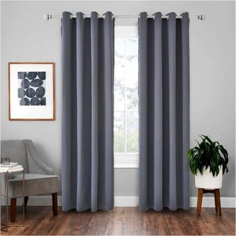 2 Pièces Rideaux Occultants Thermiques Rideaux de Salon - 140 x 240(Gris Foncé) gris foncé gris foncé (1/4)