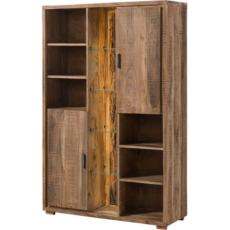 BARK 101 Scaffale in legno di acacia laccato / natur 118x40x180
