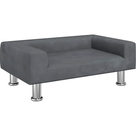 Cama para perros sofá cesta cómodo oscuro 70 x 45 x 26,5 cm terciopelo gris 020043168 (1/5)