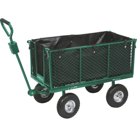 Gartenwagen 95x50x40cm, bis 300kg, Bollerwagen, Transportkarre mit Metallwänden