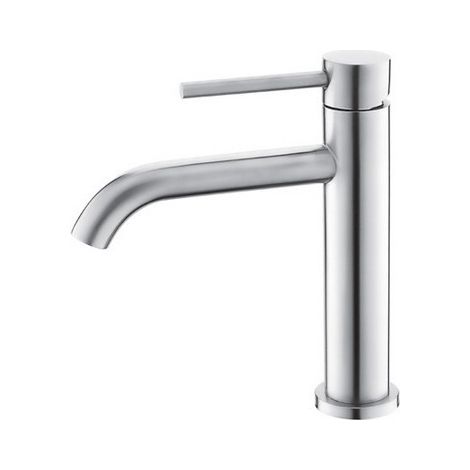 Miscelatore lavabo linea curva in acciaio inox finitura cromo  KAM-ARTE CROMO kamalu