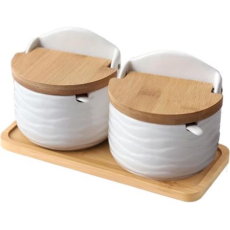 Salzstreuer-Set – Gewürzgläser – Küchenorganisation – Inkl. Löffel – 2-teilig – Weiß (1/5)