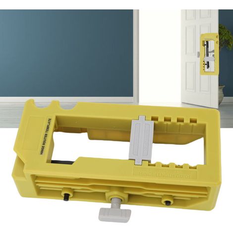 Ce gabarit, mortaiseuse pour charnières de porte, convient aux charnières de 7,6 cm à 12,7 cm de longueur et de type carré, avec un rayon de 6,35 mm ou 15,87 mm.