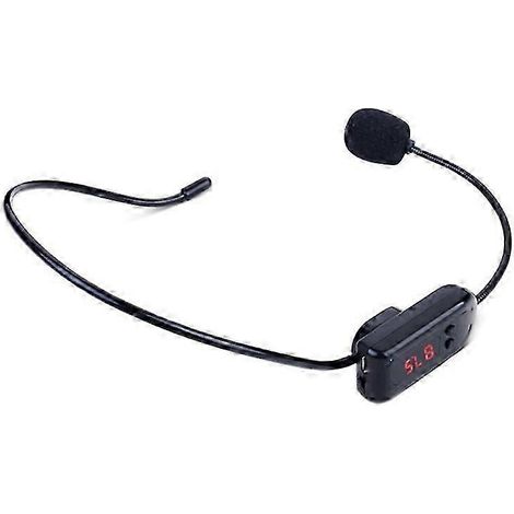 Microphone sans fil FM portable noir, casque radio mégaphone pour guide touristique, enseignement, réunions et conférences (1/5)