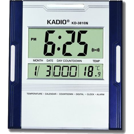 Trade Shop - Reloj Despertador Con Termómetro Y Fecha Para Pared, Mesa, Pantalla Lcd Kd-3810n - (1/4)