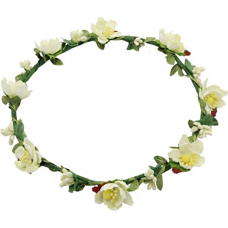 Couronne De Fleurs - Couronne Capillaire Fleurie Pour Femme - Adaptée Mariage Festival Plage - Diamètre 20 cm - 1 Pièce (1/5)