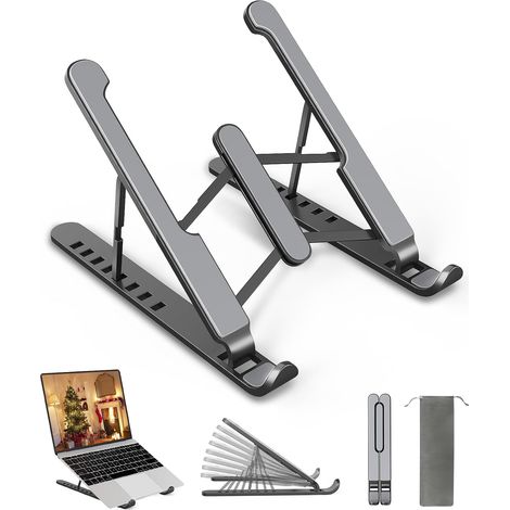 Supporto per laptop con 8 livelli di regolazione. Design ergonomico, struttura stabile in plastica e silicone, ventilazione migliorata, leggero e facile da trasportare. (1/5)