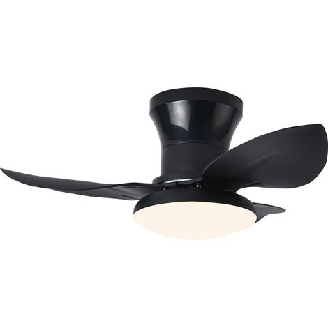 65 cm Deckenventilator mit Licht und Fernbedienung, 48-W-Lampe, 20 cm lange Aufhängestangen, 3 Farbtemperaturen, reversibler Gleichstrommotor, Schwarz