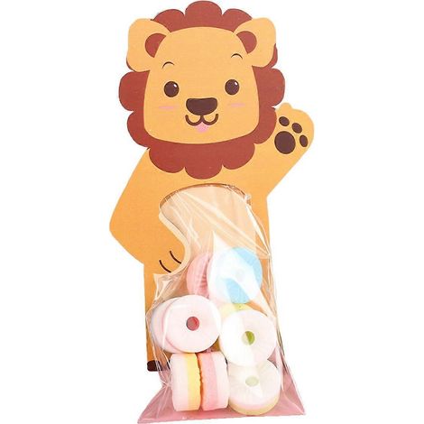 Sac cadeau bonbon avec motif animal de dessin animé, lapin et lion mignons A-- (1/5)