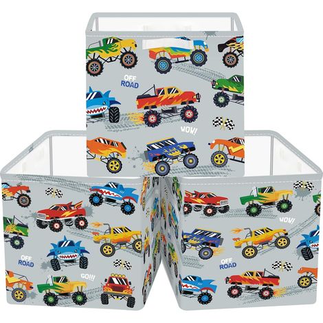 Lot de 3 Voiture Cube de Rangement Enfant Storage Box Cube  Boite Rangement Tissu Avec Poignées, Pliable Panier pour Salle de Bain, Capacité maximale de 25 kg, 30x30x30 cm (1/5)