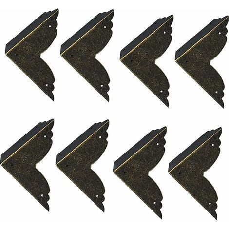 8 pièces Vintage Protecteur Décoratif d'angle en Fer protecteurs d'angle en métal pour Meubles De Protection d'angle De Meuble en Bronze pour Meuble et Boîte en Bois Coffret à Bijoux Bronze 707 (1/5)