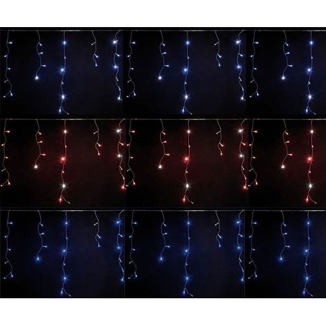 Tenda luminosa luci led pioggia di natale esterno prolungabile flash bianco freddo 3mt illuminazione 80 rosse multicolor blu - colorigenerali: Blu con flash (1/5)