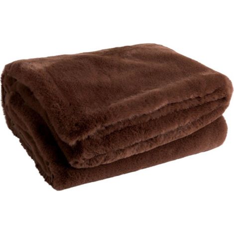 Plaid Imitation Fourrure "Cutie" 130x180cm Marron (1/4)