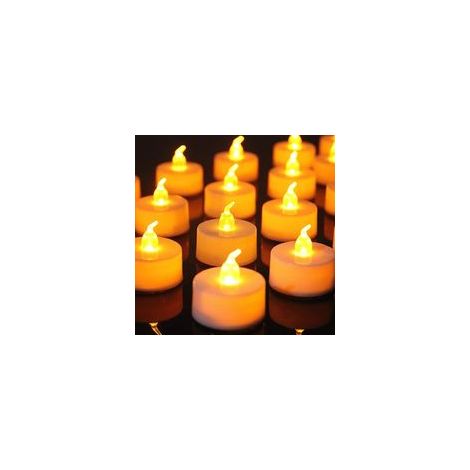 Bougies chauffe-plat sans flamme à piles CR2032, bougies LED sans flamme à effet vacillant, blanc chaud (1/5)