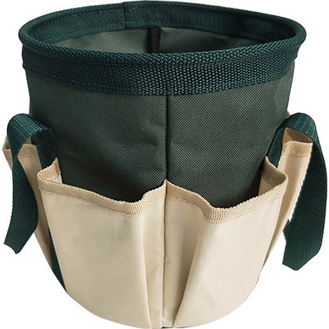 Sac à outils de jardin vert foncé 19 x 19 x 21,5 cm, sac de rangement/pochette à outils pratique en tissu Oxford à 6 poches (1/2)