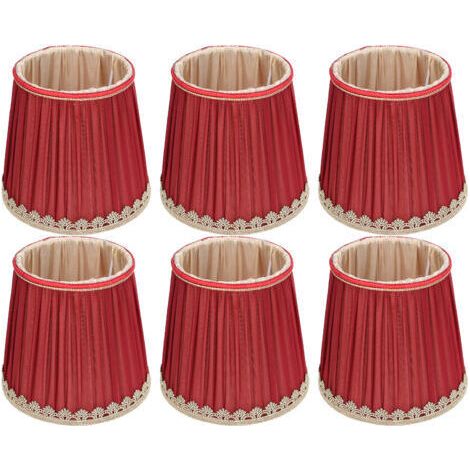 SUNXURY Petit abat-jour en tissu rouge vin bord doré, pour lustre de Table E14, applique murale (1/5)