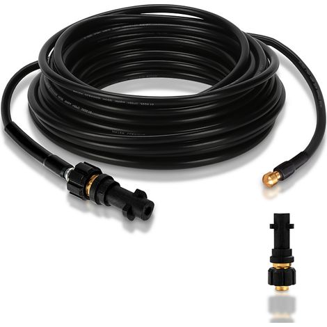Wolketon Rohrreinigungsschlauch 10m 180bar 60°C Rohrreinigungsset für Kärcher Anschluss Bajonett Rohrreiniger inkl Adapter