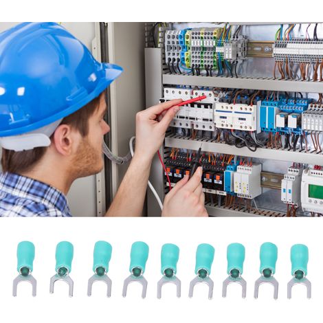 100 unités vendues. Connecteur de câble de dérivation isolé vert SV2-5, connecteur de câble en U, cosse à sertir pour câbles 16-14 AWG. (1/5)