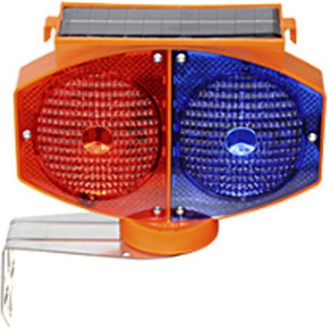 Feu de signalisation solaire avec lumière rouge et bleue, 3 modes (clignotement lent, stroboscope, fixe), étanche IP54, feux de sécurité solaires pour chantiers de construction, allées, quais (base à (1/5)
