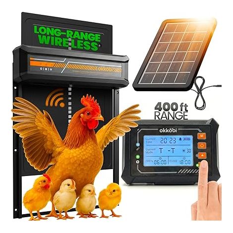 Chicken Coop Door - Wireless Control Box Anti-Pinch, Resistant from -15 to 60 °C, Compatible with Ducks and Geese – Black (1/5)
